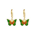 Gold Tone Painted Butterfly Small Huggie Earrings in Two Colors view 5