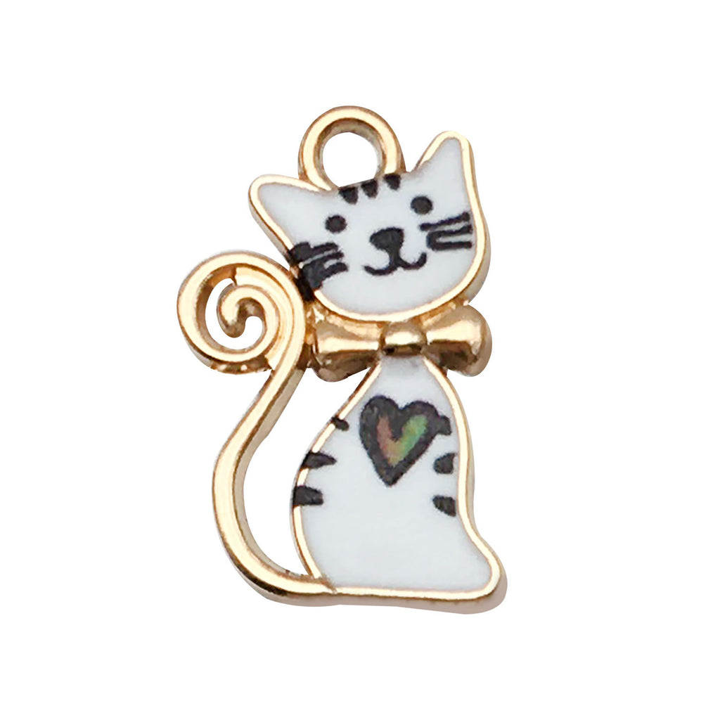 Enamel Zinc Alloy Cute Cat charm pendants for DIY earrings keychains phone strap jewelry
