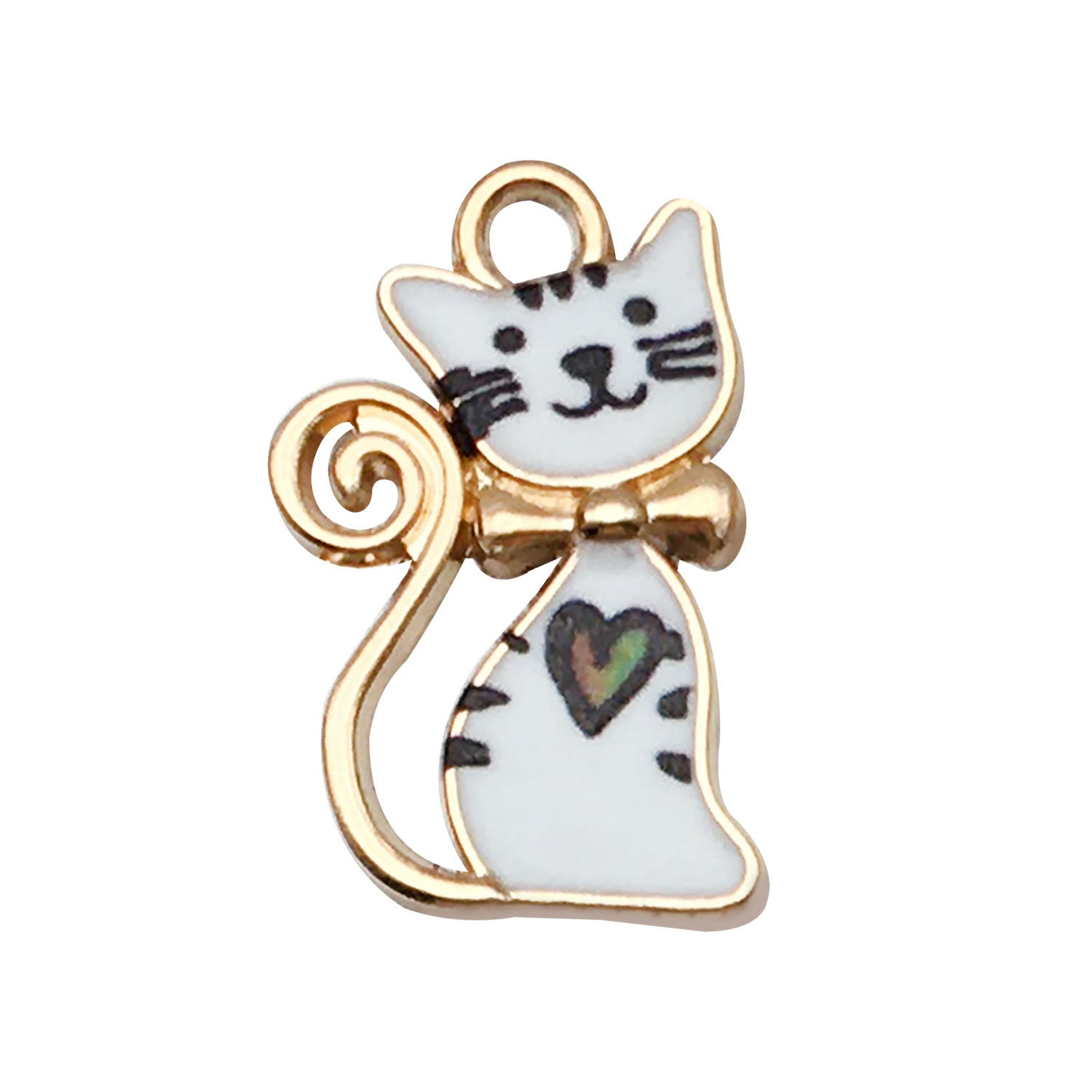 Enamel Zinc Alloy Cute Cat charm pendants for DIY earrings keychains phone strap jewelry