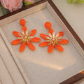Nine Color Woven Large Flower Statement Dangle Earrings view 10