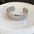 Engraved Floral Scroll Open Cuff Bangles Silver Gold view 2