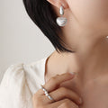 Teardrop Stud Heart Glass Pearl Drop Earrings Gold Steel view 6