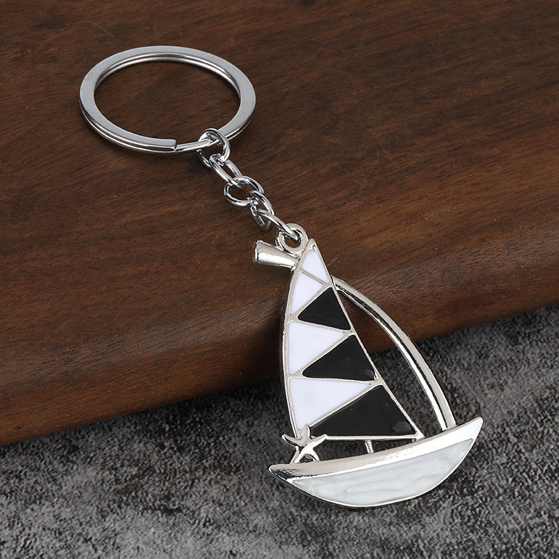 Colorful Sailboat Zinc Alloy Beach Souvenir Keychain Gift