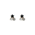 Mini Black Star Glass Crystal Stud Earrings Dual Stones view 5