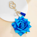 Foam Rose Flower Keychain With Faux Pearl And Suede Tassel view 3