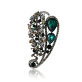 Openwork Crystal Leaf Brooch with Large Faceted Stones view 5