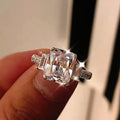 Silver Tone Rectangular Crystal Three Stone Pavé Ring view 2