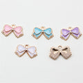 Enamel Bow Charms in Five Colors with Gold Tone Edges view 2