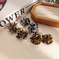 Flocked Camellia Statement Stud Earrings in Three Colors view 2