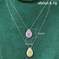 Pink and Yellow Teardrop Crystal Pendant Necklaces view 5