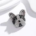 Black Silver Tone Dog Crystal Enamel Metal Brooch Pin view 5