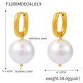 Gold U Hoop Earrings Imitation Pearl Drop Dangles Pair view 6