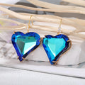 Gold Tone Oversized Faceted Crystal Heart Hook Earrings view 6