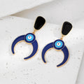 Gold Tone Black Geometric Evil Eye Stud Drop Earrings in Ten Designs view 4