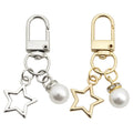 Star Pearl Bead Keychain Gold Silver Clip Two Finishes view 5