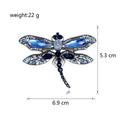 Blue Silver Tone Dragonfly Crystal Metal Brooch Pin view 2
