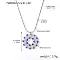 Rhinestone Donut Pendant Necklace Earring Chain Jewelry Set view 8