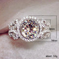 Silver Tone Round Clear Stone Floral Halo Ring Jewelry view 4