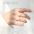Gold Thin Band Solitaire Ring Clear Six-Prong Stone view 3