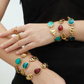 Resin Link Bracelet in Red Green and Blue Gold Tone Styles view 2