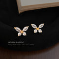 Gold-Tone Clear CZ Butterfly Stud Earrings Marquise Wings view 4