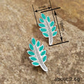 Turquoise Color Leaf Stud Earrings in Silver-Tone Metal Jewelry view 4
