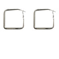 Silver Tone Large Square Geometric Hoop Earrings For Women view 5