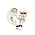 Black Gold Tone Cat Crystal Enamel Two Designs Metal Brooch Pin view 6