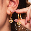 Crystal Angel Drop Hoop Earrings in Seven Gold Tone Styles view 3