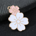 Enamel Cherry Blossom Double Flower Charm Pendant Five Styles view 7