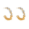 Two Tone Chain Link C Hoop Earrings in Two Arrangements view 5
