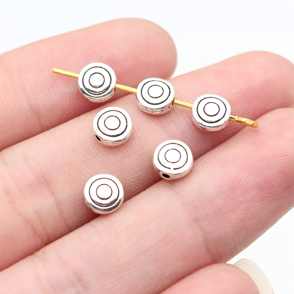 6x6x2.7mm 0.33g Multicolor Zinc Alloy Round Small Hole Spacer Beads for Bracelet Necklace DIY Making