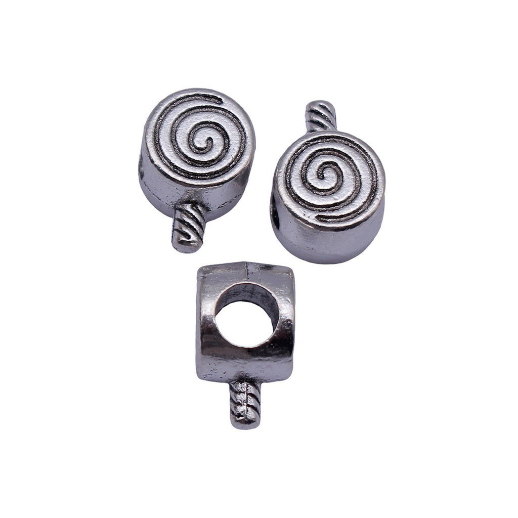 14x9.9x8.3mm 2.9g Antique Silver Zinc Alloy Lollipop Large Hole Beads for DIY Bracelet Jewelry Making