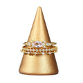 Three-Piece Marquise And Round Stone Ring Set In Three Metal Tones view 5