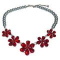 Red Crystal Flower Pearl Necklace Statement Jewelry view 5