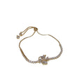 Crystal Flower Leaf Center Slider Bracelet In Gold Or Silver Tone view 5