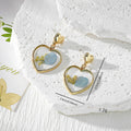 Gold Heart Dried Flower Resin Stud Earrings Seven Styles view 4