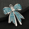 Rhinestone Bow Charm Pendant Two Metal Tones Five Colors view 2