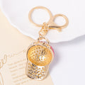 Rhinestone Baseball Cap Keychains Gold Tone Amber and Pink view 4