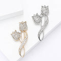 Slender Crystal Tulip Stem Brooch in Silver or Gold Tone view 3