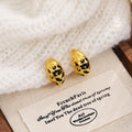 Gold Leopard Pattern Open C Hoop Earrings in Four Shapes view 4