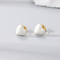 Gold Tone Enamel Heart Stud Earrings in Green White Black and Red view 3