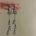 Antique Metal Tiered Bell Chandelier Stud Earrings view 7