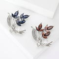 Crystal Floral Sprig Brooch in 2 Color Styles Metal Pin view 1