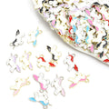 White Enamel Unicorn Charms with Colorful Mane and Tail view 1