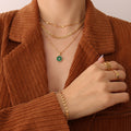 Interlocking Link Chain Necklace And Bracelet Gold Or Steel view 4