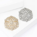 Round Crystal Filigree Brooch in Gold or Silver Tone view 3