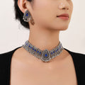 Five Color Ornate Choker Necklace and Earring Sets view 7