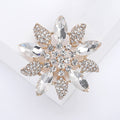 Crystal Flower Brooch Marquise Rhinestone Leaf Burst Pin view 7