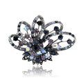 Crystal Openwork Flower Brooch Blue or Multicolor Rhinestone Pin view 5